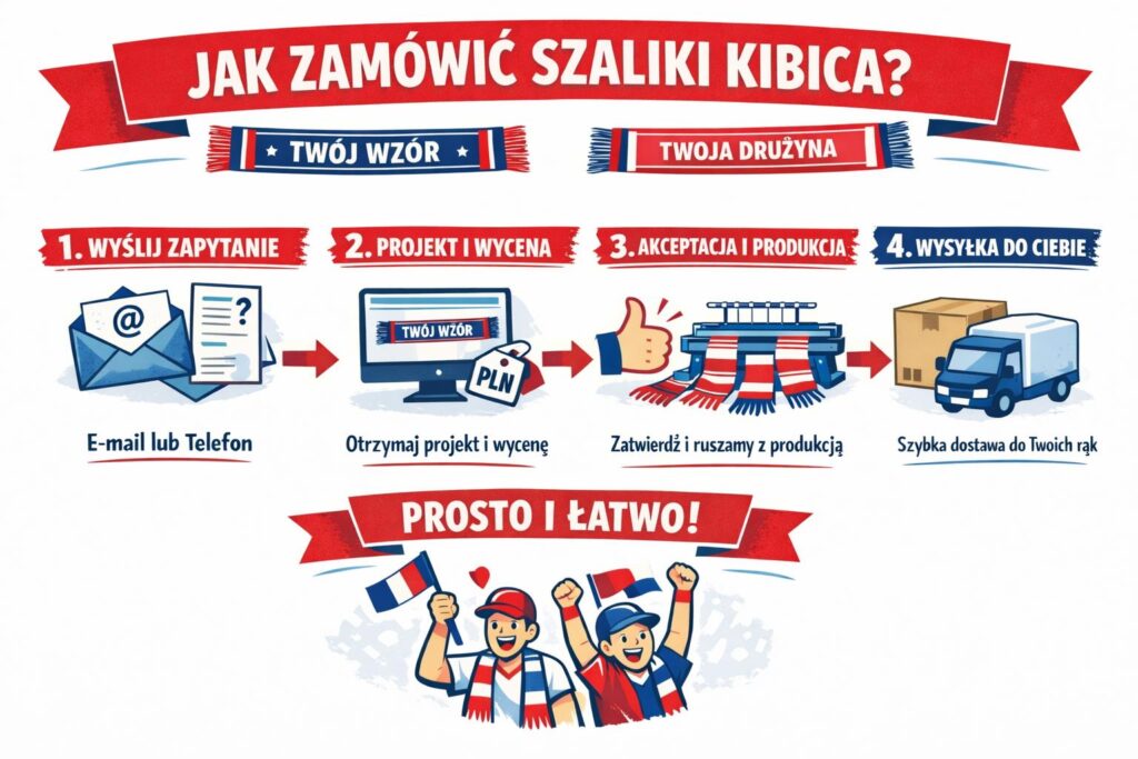 Proces realizacji zamówienia szalików na zamówienie krok po kroku